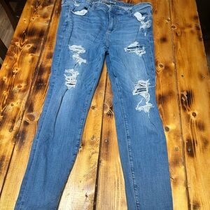 American Eagle Outfitters Blue Skinny Distressed Jeans